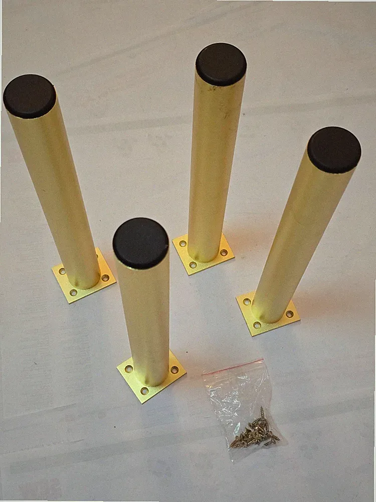 4x Möbelbeine Metall Gold 35 cm Tischbeine Schrankbeine Sofa Füße inkl. Schraube