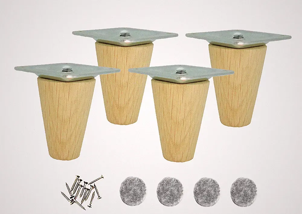 4x Möbelfüße aus Eiche – 6-25 cm Schrankbeine Massivholz Gerade DIY Möbelbeine