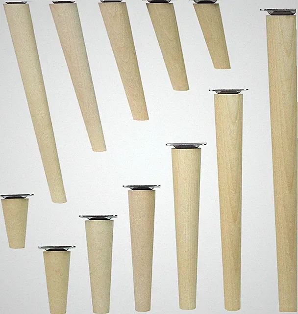 4x Möbelfüße Buchenholz Tischbeine Möbelbeine Holzfüße gerade schräg 6-68 cm