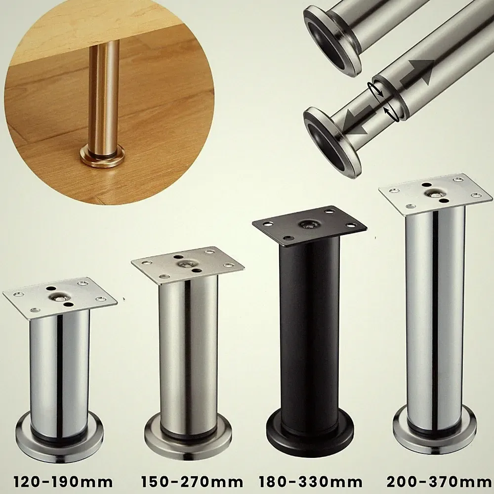 4x Möbelfüße höhenverstellbar Metall Ø 38mm Bettfüße Sockelfüße Sofafuß Couchfuß