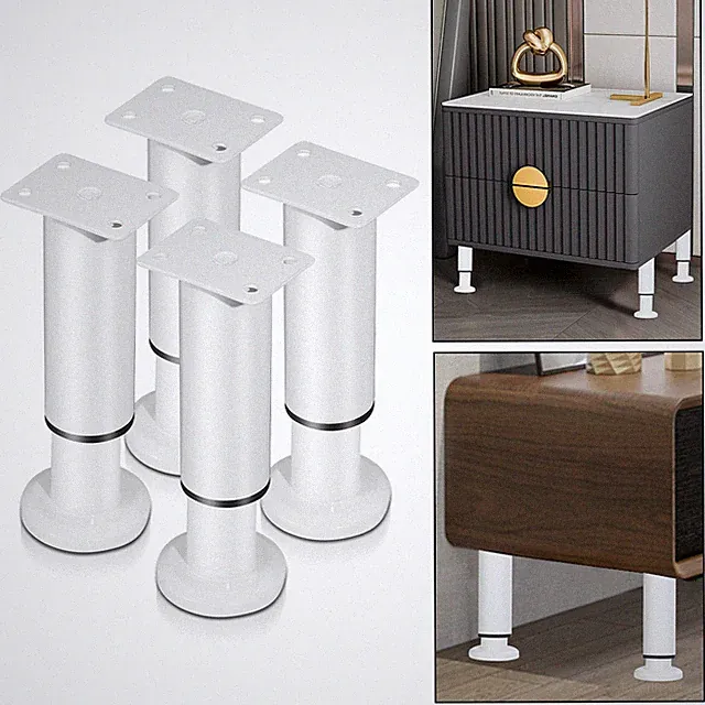 4X Möbelfüße Metall Sockelfüße Verstellbar Tischbeine Möbelbein Tischfuß Bett