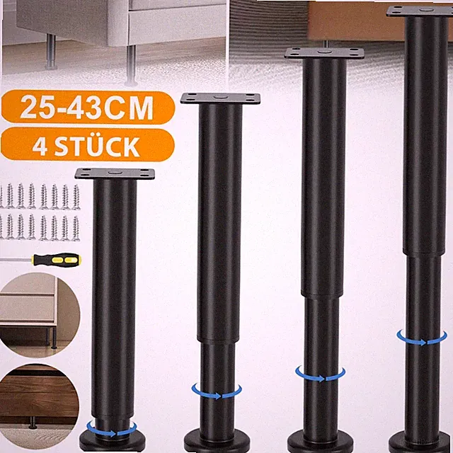 4x Möbelfüße Sofafuß Sockelfüße Möbelfuß Stützfuß Höhenverstellbar Bein Metall