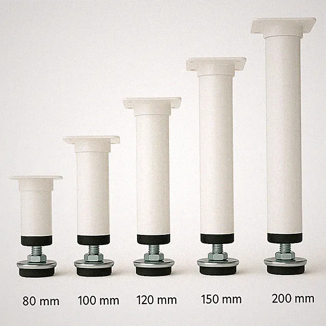 4x Möbelfüße Weiß Matt – höhenverstellbare Edelstahl Möbelbeine 80–200 mm stabil