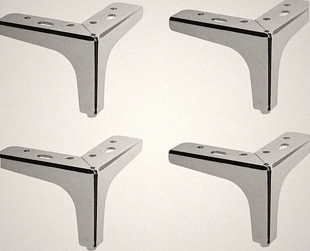 4x Möbelfuß 100 mm Tischbeine Möbelfüße Sockel Fuß Schrank chrom poliert Sofa
