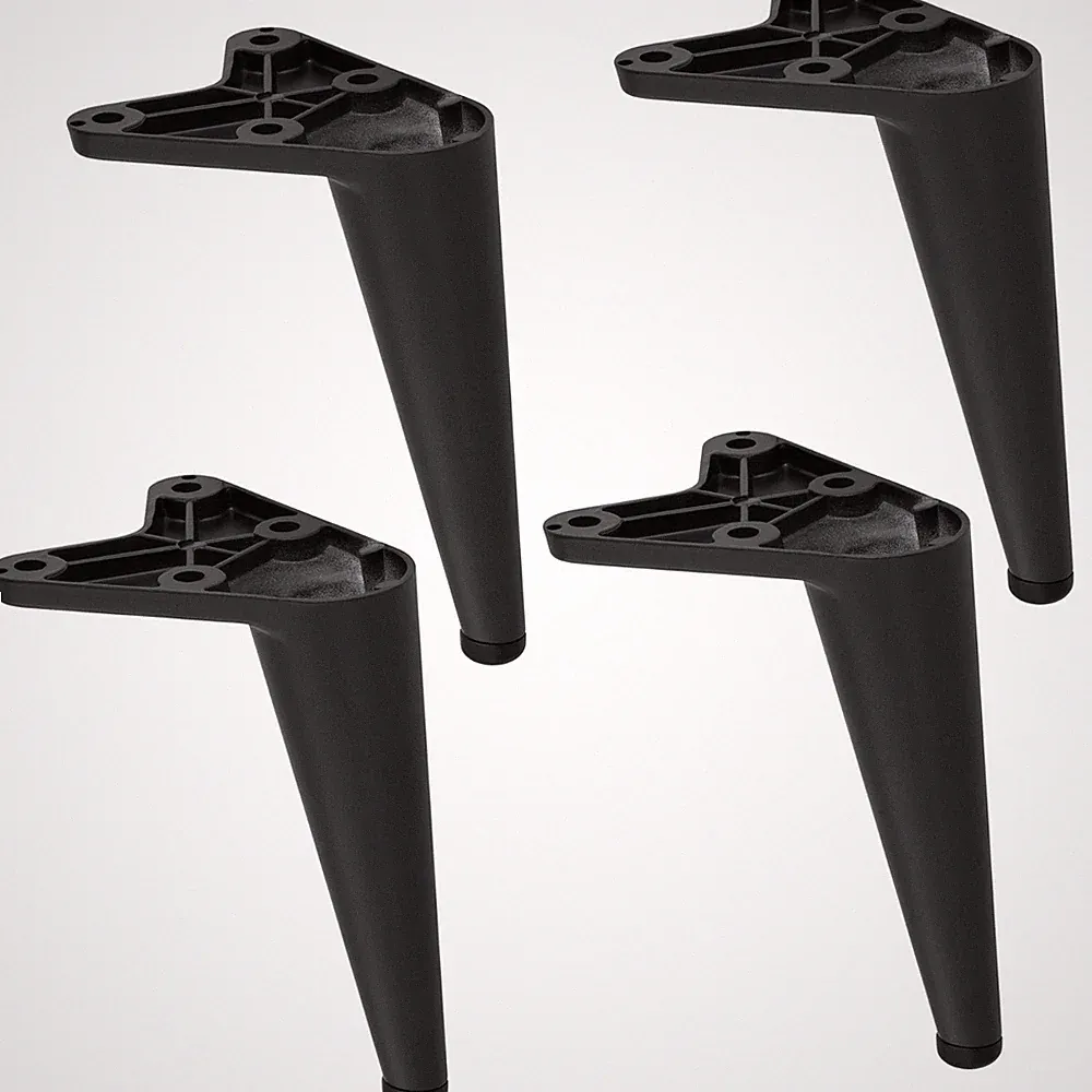 4x Möbelfuß schwarz Design Möbel Bein Tisch Fuss 100 / 200 mm Anschraubfuß rund