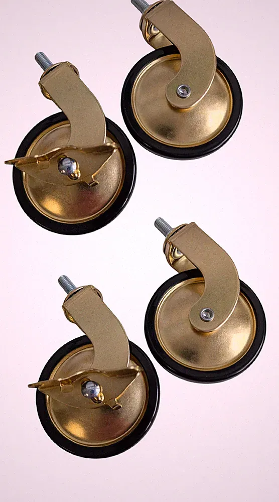 4x Möbelrolle gold Ø 73,5 Transportrolle Rolle 12 kg Laufrolle Lenkrolle Set