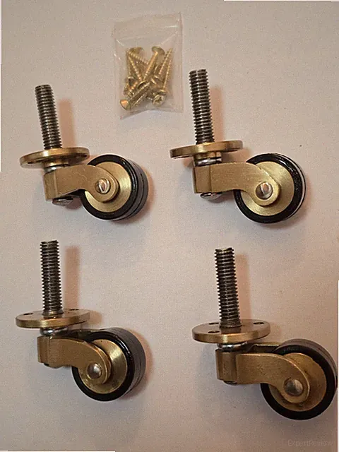 4X NEULenkrollen,Möbelrollen aus Massivem Messing,Transportrollen,360 ° Drehrad