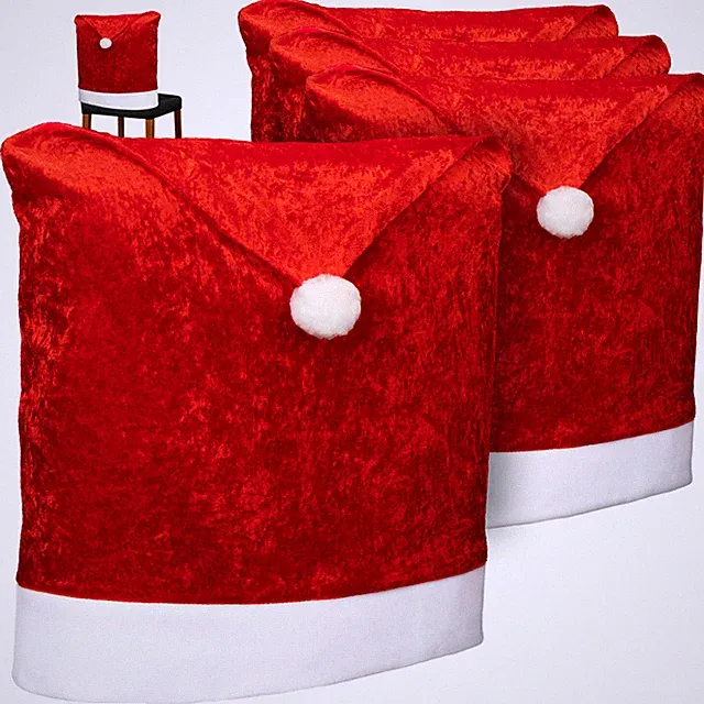 4x Premium Stuhlhusse - Weihnachtsdekoration für Stühle - Sitzmöbel-Überzüge