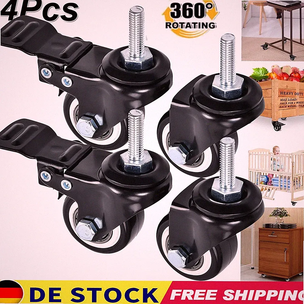 4x Schwerlastrollen Für Möbel 40mm Transportrollen Lenkrollen Mit Bremse 40KG DE