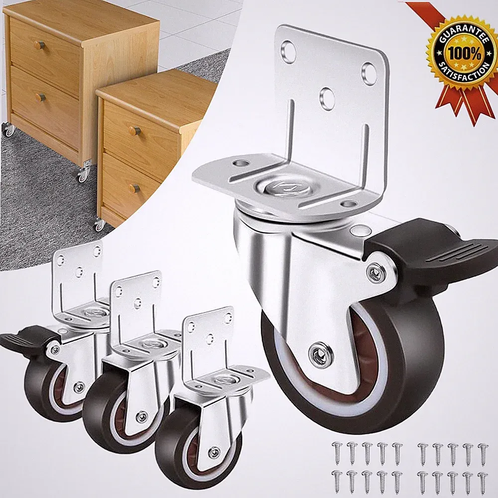 4x Schwerlastrollen Für Möbel 50mm 110KG Transportrollen Lenkrollen Mit Bremse