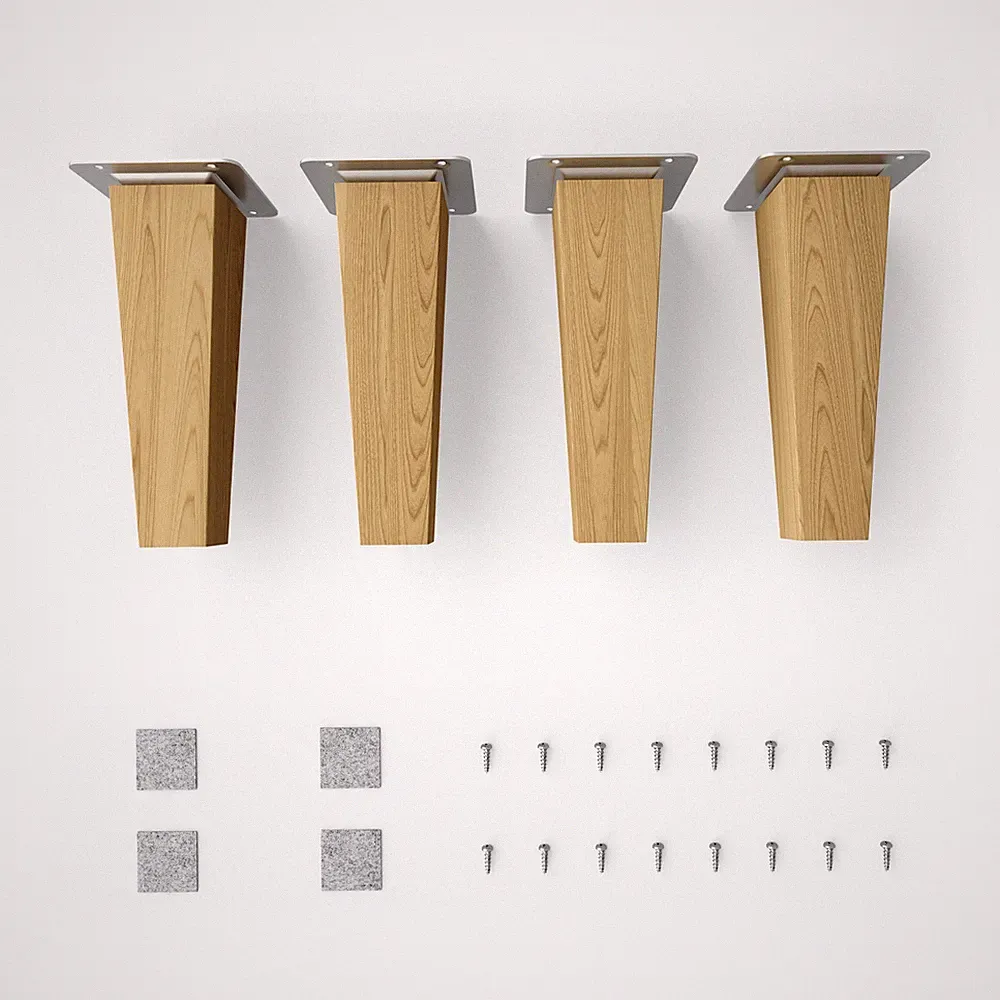4x sossai® Eckige Holzfüße Eiche Gerade Ausführung Tischbeine Holz Möbelbeine