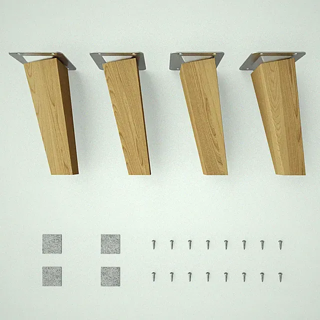 4x sossai® Eckige Holzfüße Eiche Schräge Ausführung Tischbeine Holz Möbelbeine