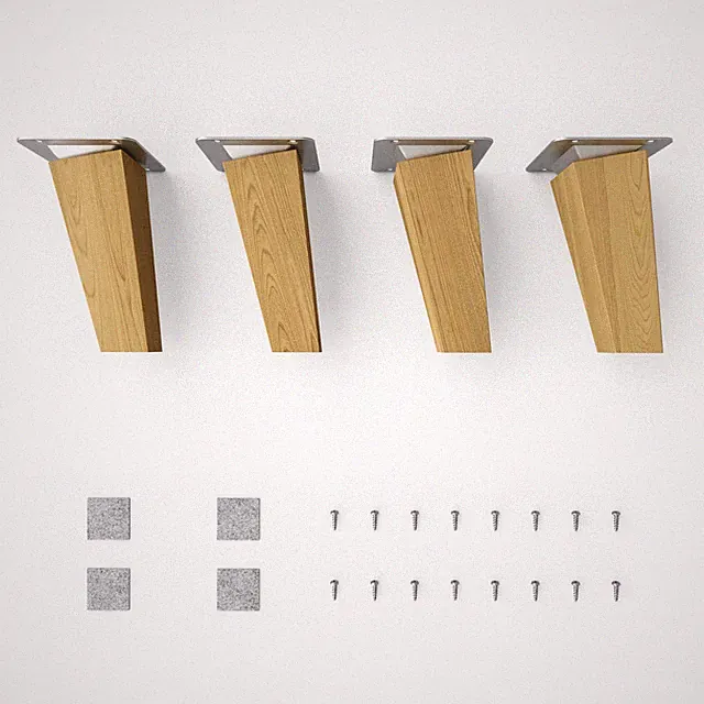 4x sossai® Eckige Holzfüße Eiche Schräge Ausführung Tischbeine Holz Möbelbeine
