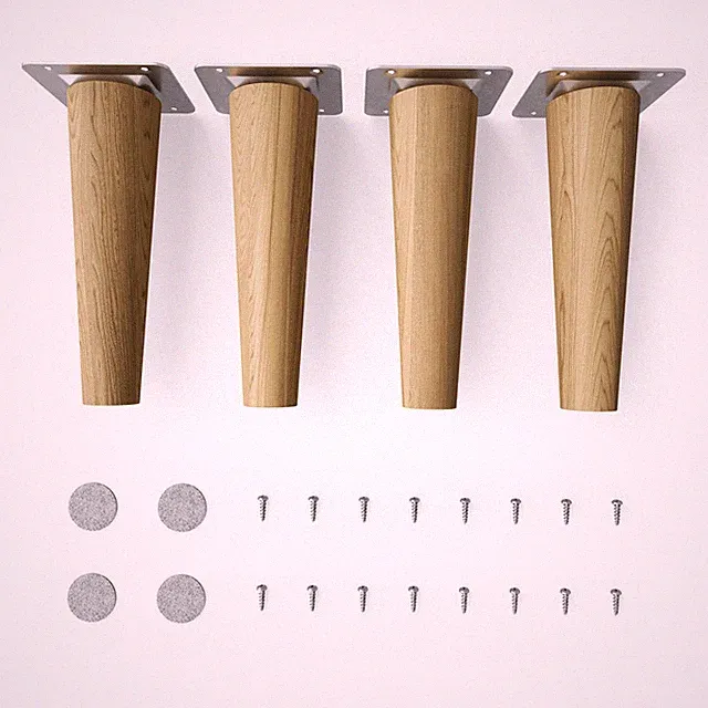 4x sossai® Holzfüße Eiche - Gerade Ausführung Tischbeine Holz Möbelbeine