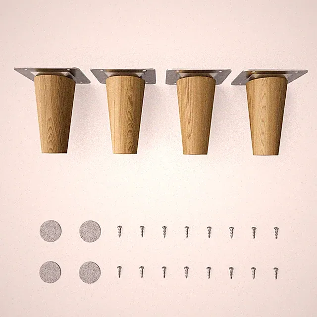 4x sossai® Holzfüße Eiche - Gerade Ausführung Tischbeine Holz Möbelbeine
