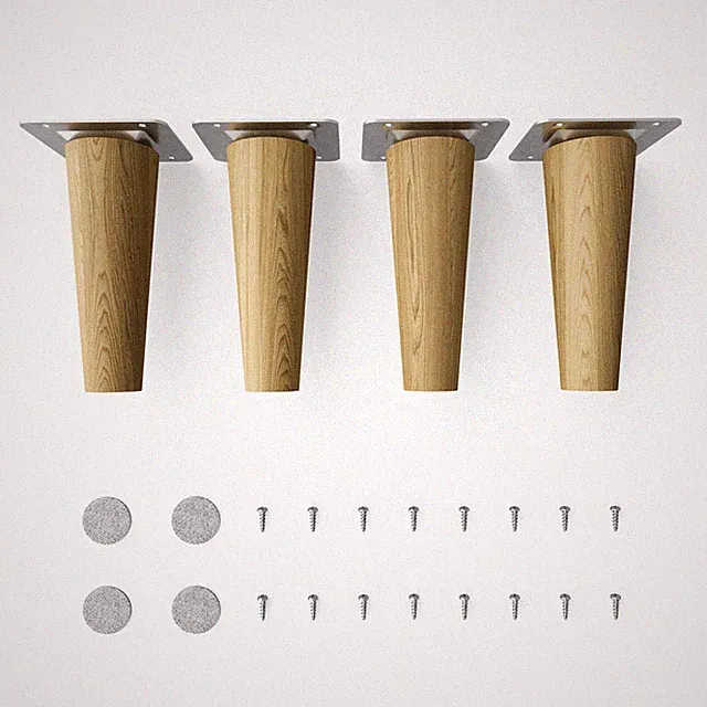 4x sossai® Holzfüße Eiche - Gerade Ausführung Tischbeine Holz Möbelbeine