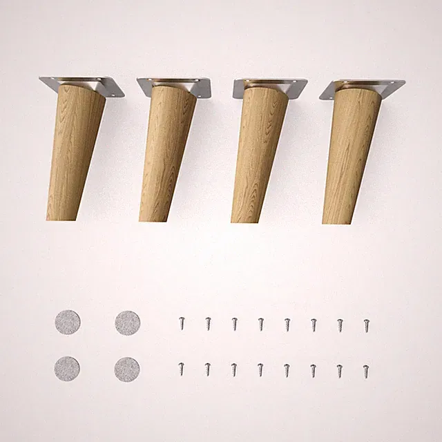 4x sossai® Holzfüße Eiche - Schräge Ausführung Tischbeine Holz Möbelbeine