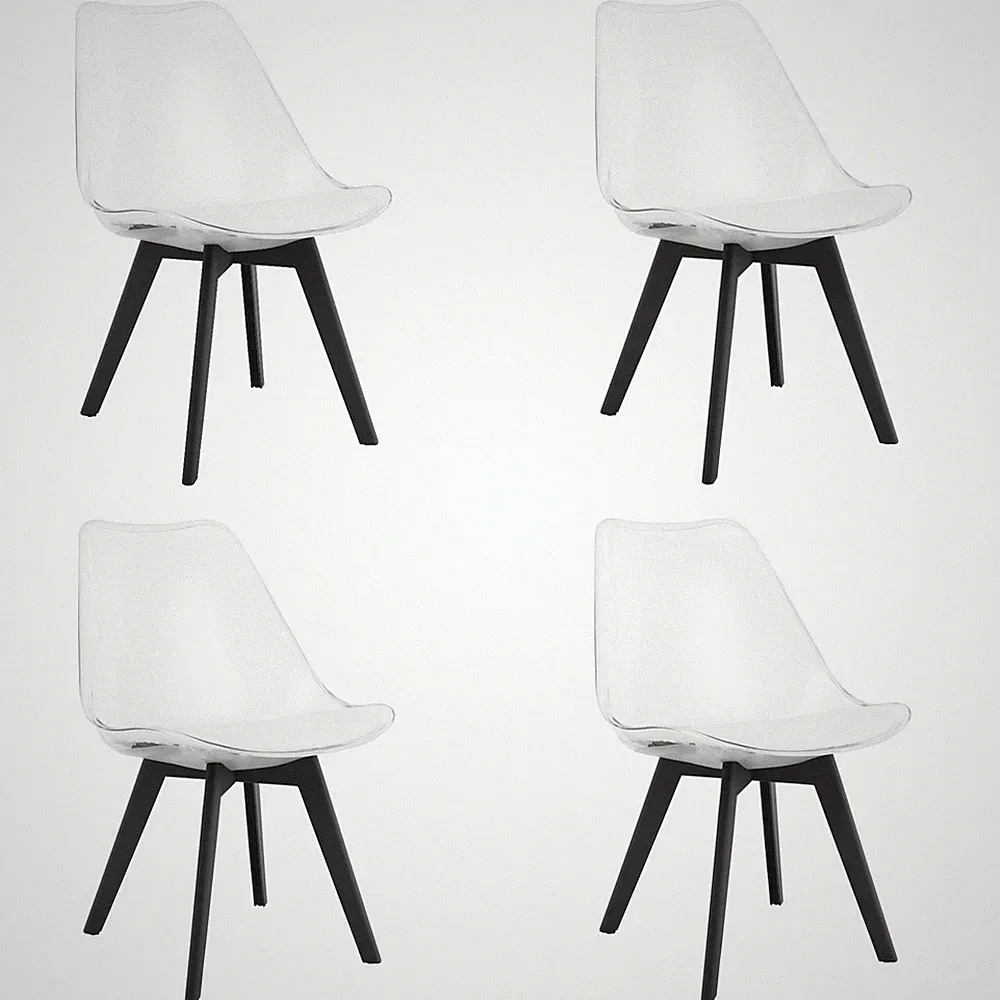 4x Stuhl MARK transparent mit schwarzen Beinen
