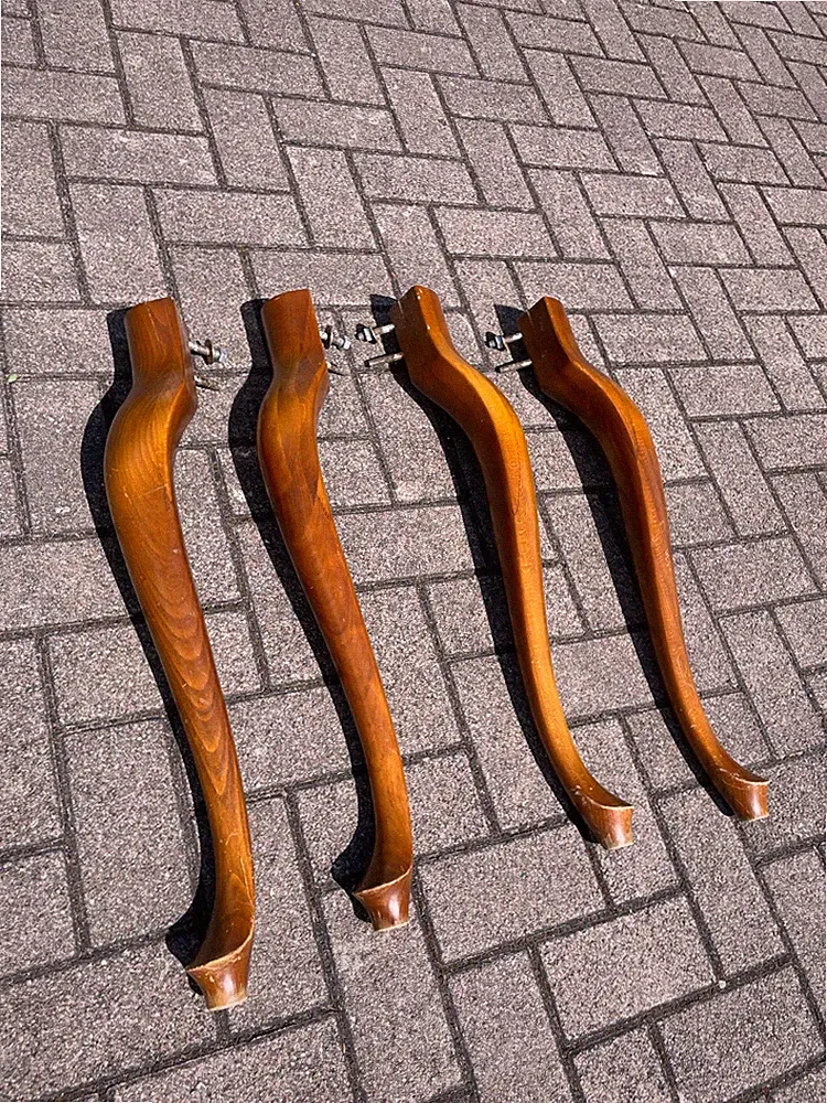 4x Tischbeine Holz geschwungen Vintage Möbelbeine Barock Cabriole ca. 73 cm