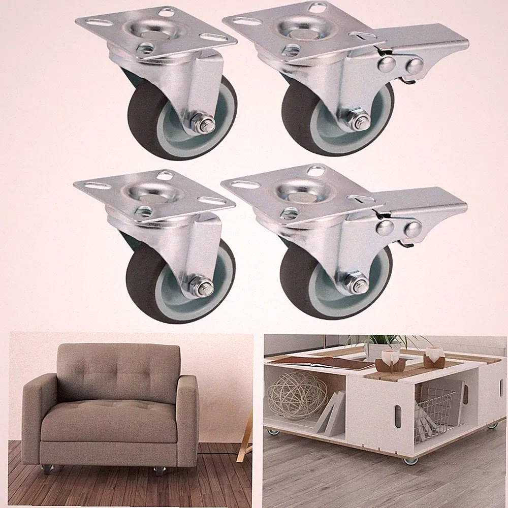 4x Transportrollen 50mm Schwerlastrollen Für Möbel Lenkrollen Mit Bremse 200 kg