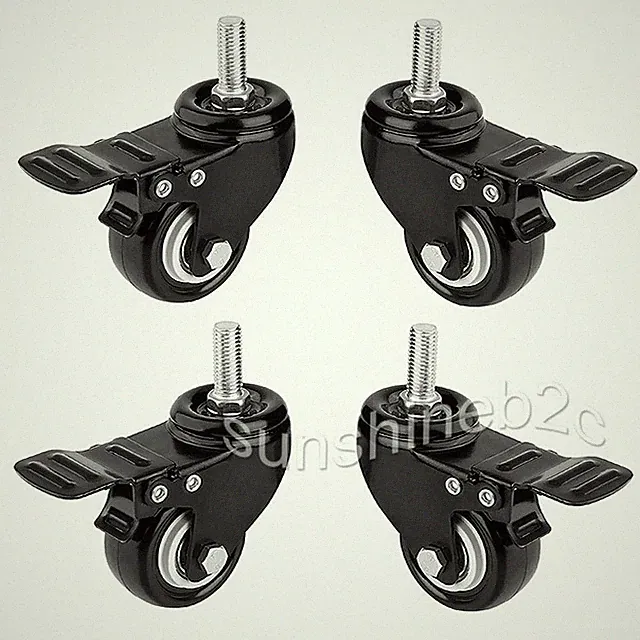 4X Transportrollen Möbelrollen Bremse Lenkrollen mit Gewindestift 150kg/set 50mm