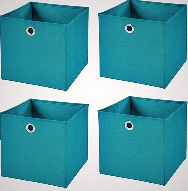 4x Türkis Faltbox 32 x 32 x 32 Regalbox SET Aufbewahrungsbox faltbar OHNE Deckel