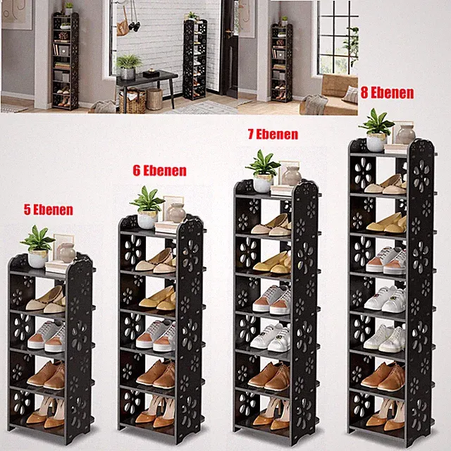 5 / 6 / 7 / 8 Ebenen Schuhregal Ablagegestelle Schuhablage schmales Schuhschrank
