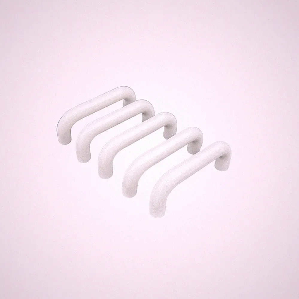5 Bügelgriffe/Möbelgriffe/Tür-/Schubladengriff Kunststoff weiß Lochabstand 64mm