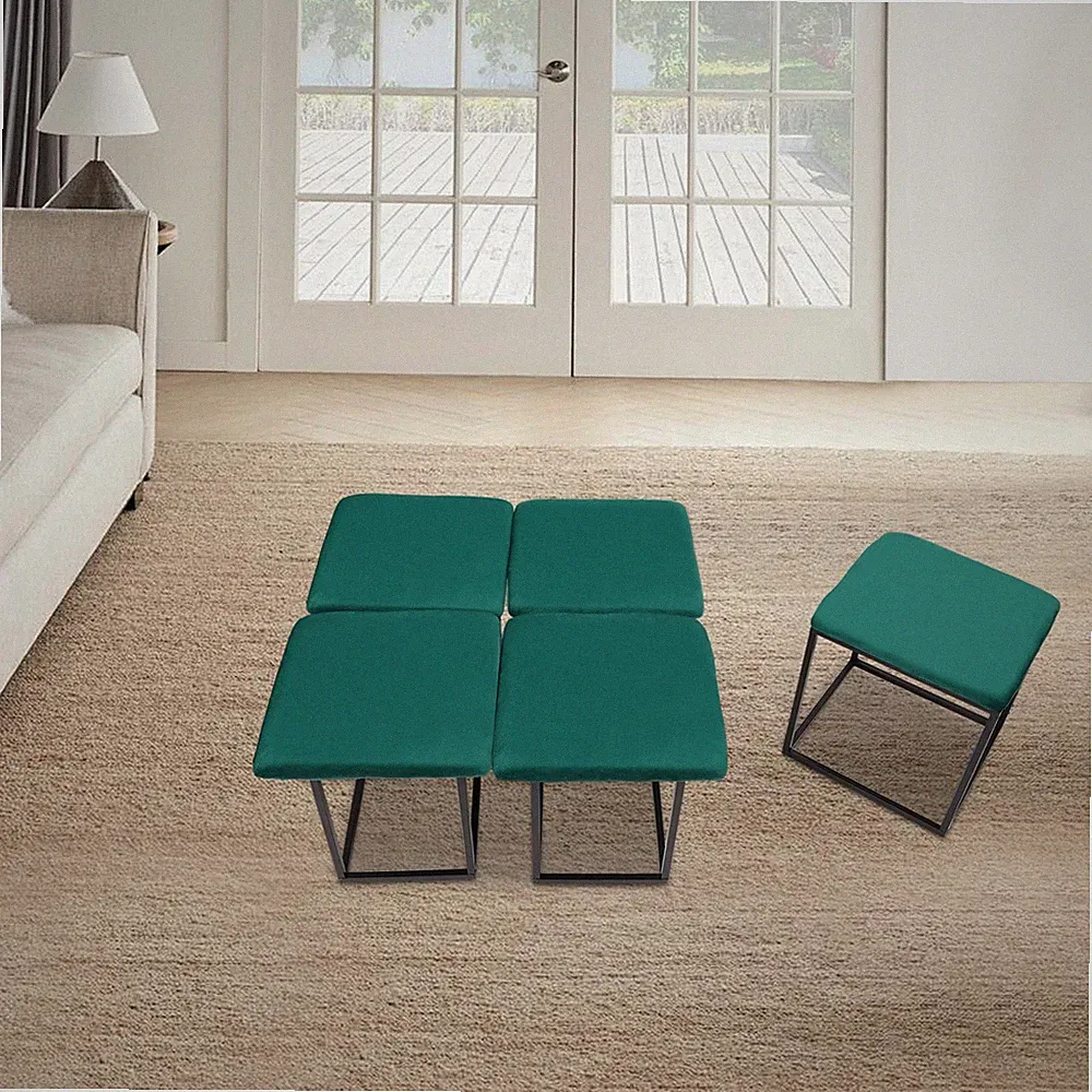 5 in 1 Grün Hocker Mit Rollen, 75kg Sofa Stuhl Aus Kohlenstoffstahl Und Schwamm