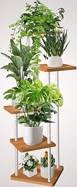5-Schichtiges Holz Blumenregal für Garten und Balkon - Stabiler Pflanzenständer