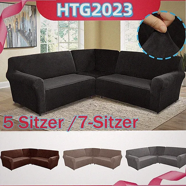 5 Sitzer / 7-Sitzer Velvet Sofabezug Ecksofa Sofabezug L Form Couch Überzüge