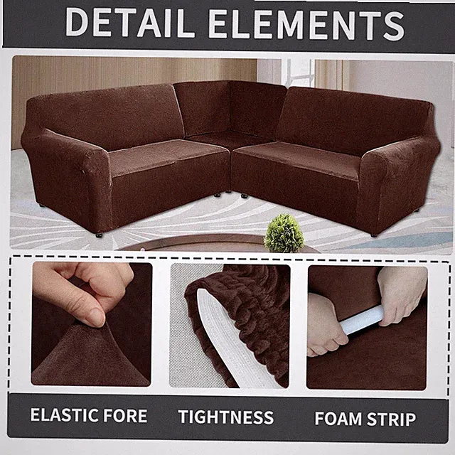 5 Sitzer Ecksofa Sofabezug 3-teiliger Velvet Ecksofa L Form Couch Überzüge DE