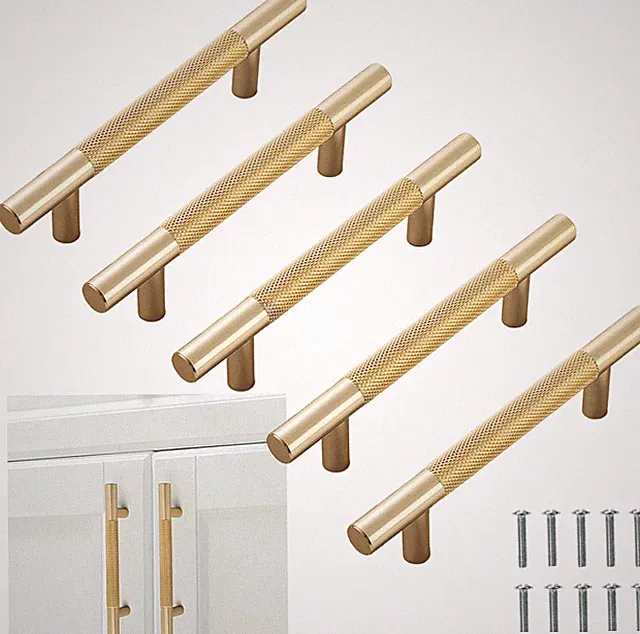 5 Stück Goldene Schrankgriffe 96Mm Lochabstand, Möbelgriffe Gold, Küchenschrankg