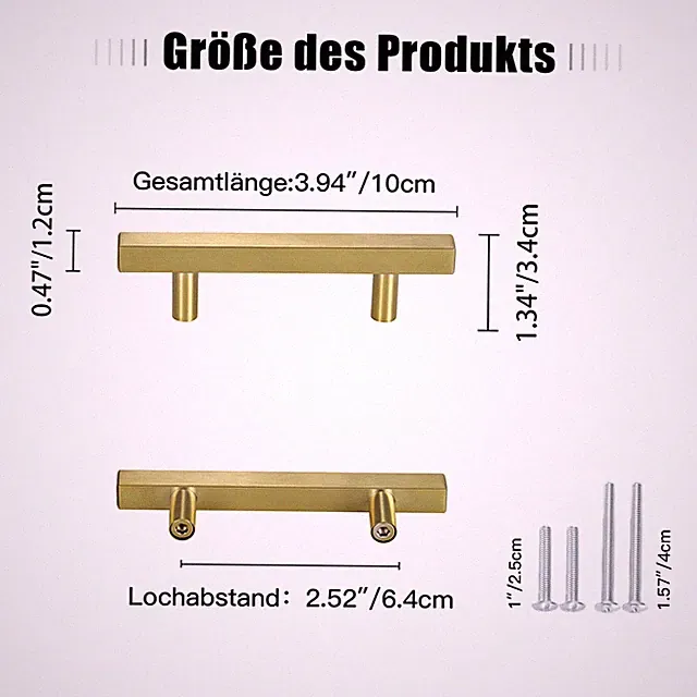 5 Stück Küchengriffe Möbelgriff Edelstahl Schrankgriffe Gold Schubladengriffe DE