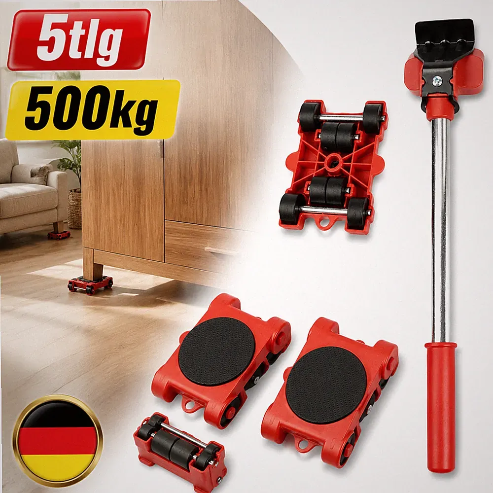 5 Stück Transportroller Möbelheber Schwerlast Stahlheber 500 kg für Sofa DE