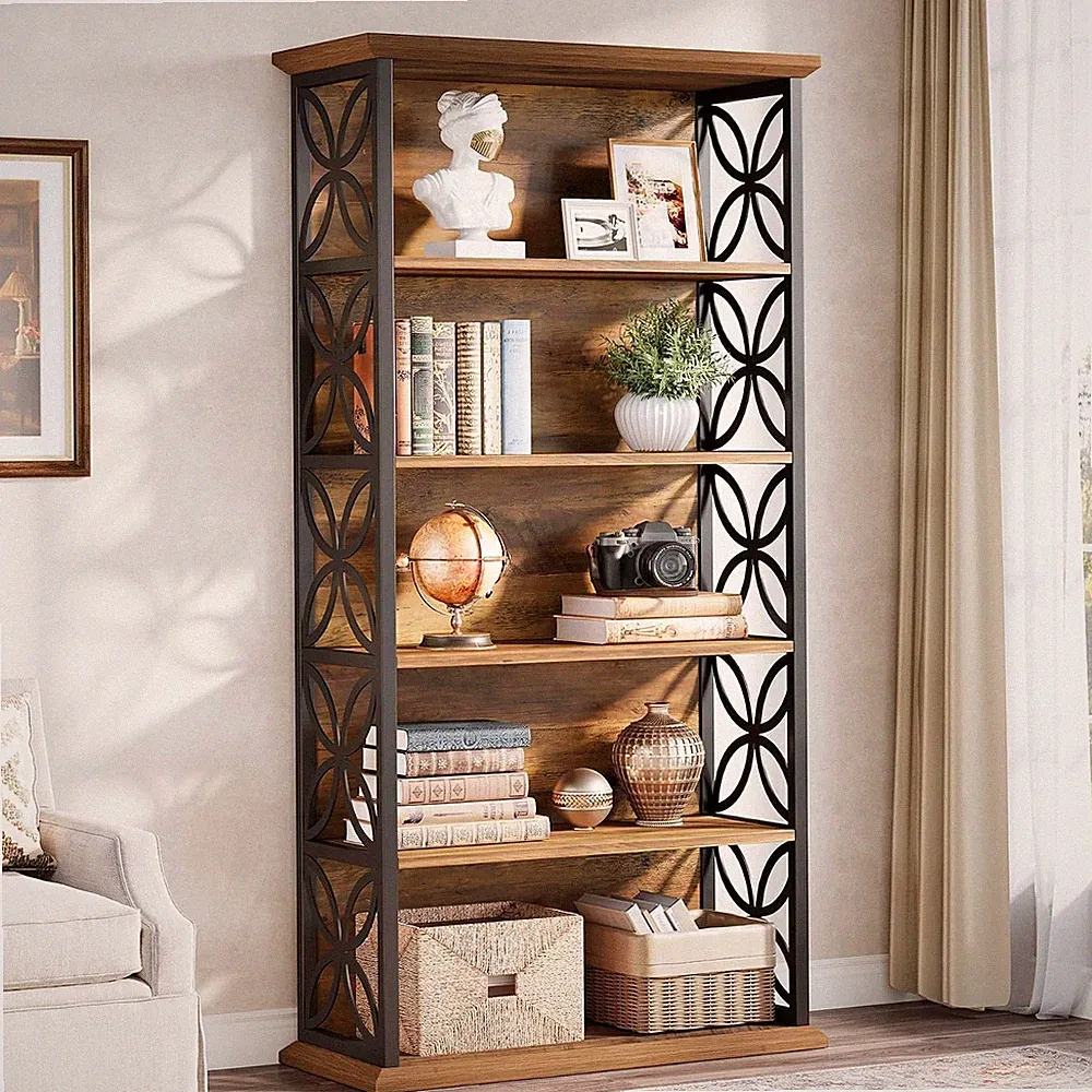 5-stufiges Bücherregal, Industriestil 180cm hohes Bücherregal für das Wohnzimmer