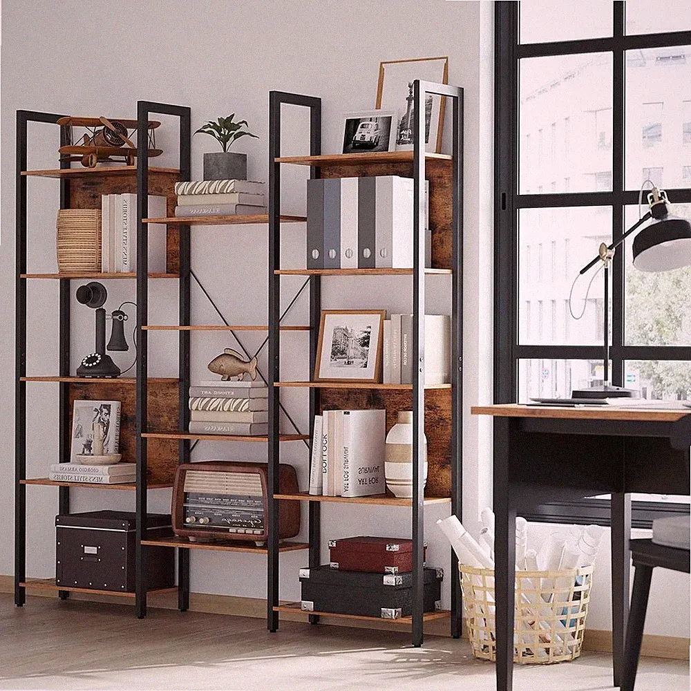 5-stufiges Bücherregal Vitrine Bücherschrank Aufbewahrungsschrank mit 14 Aufbewahrungsregalen