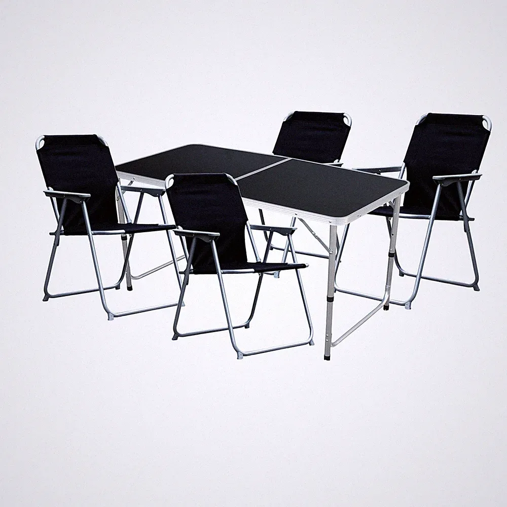 5-teiliges Campingmöbel Set Black Edition Alu Tragegriff Camping 120x60x58/70cm