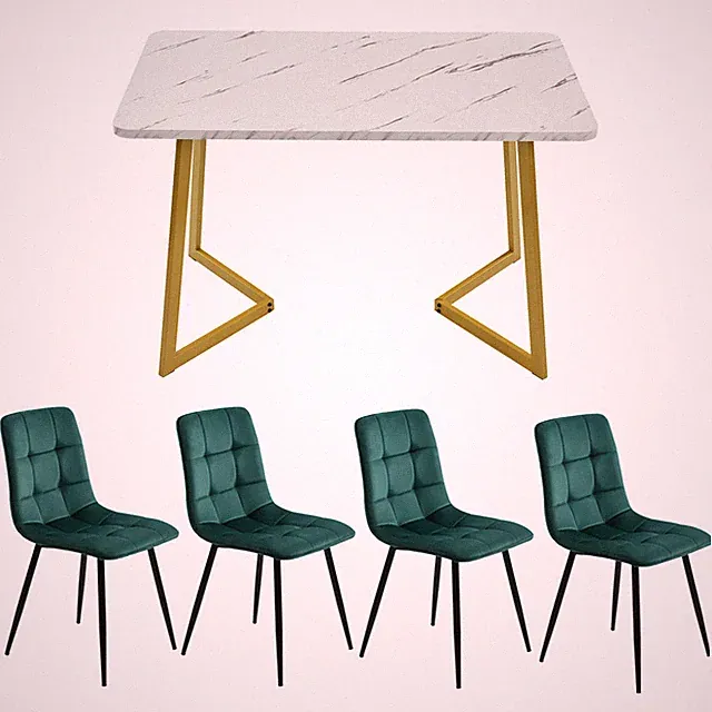 5-teiliges Esstisch mit 4 Stühle Set Esszimmergruppe Essgruppe Küchentisch Set