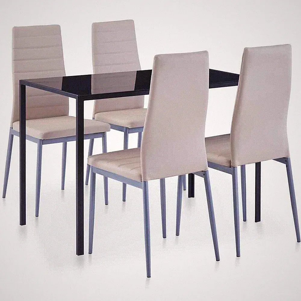 5-tlg. Esstisch mit 4 Stühlen Küchentisch Essgruppe Sitzgruppe Tisch & Stuhl Set