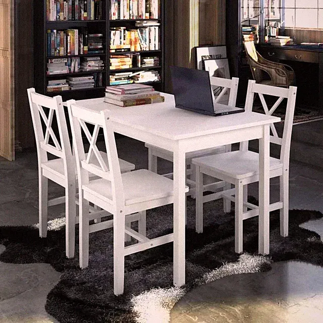 5 tlg. Tisch Stuhl Set Essgruppe Holz Esstisch Esszimmer 4 Stühlen Sitzgruppe