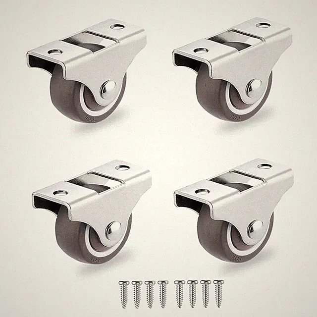 50 mm 40KG - 4 Rollen klein ohne Möbel Bremse Mini-Rollen aus weichem Gummi mit