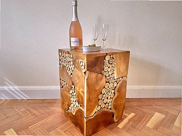 50cm Teak Wurzel Beistell Lampe Tisch Baumstamm Design Holz Handarbeit Geschenk