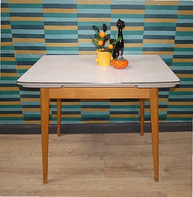 50er Jahre Küchentisch Holz Tisch Resopal 67x95/144 ausziehbar Esstisch vintage