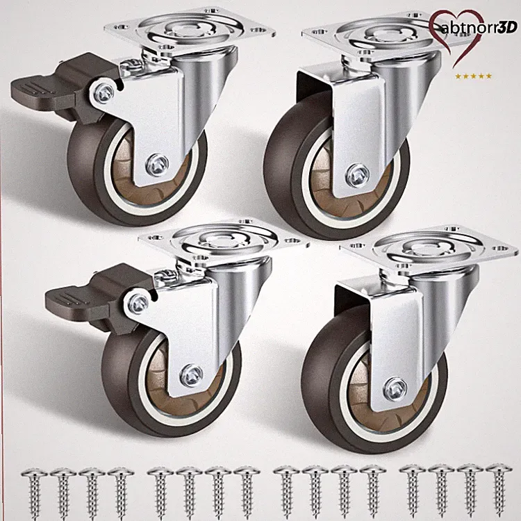 50mm Möbelrollen Klein 4er Set Lenkrollen für Möbel bis 120 kg Belastbarkeit
