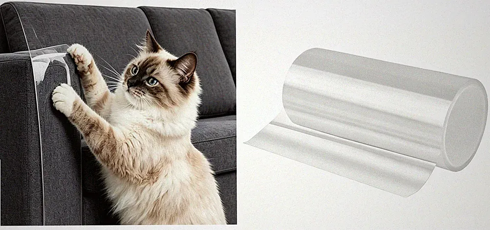 5M PVC Kratzschutzfolie für Katzen Sofa Couch Tür PVC Klebefolie Möbelschutz