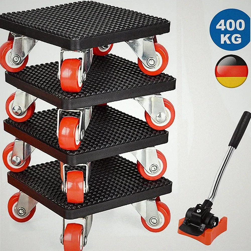 5tlg Möbeltransport Set Transportroller Möbelroller Rollbrett Möbelheber 400kg