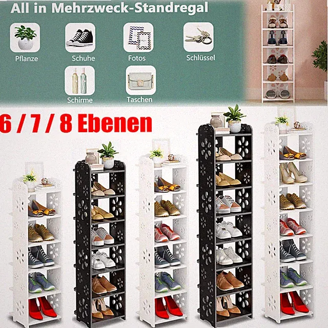6 / 7 / 8 Ebenen Schuhregal Ablagegestelle Schuhablage schmales Schuhschrank
