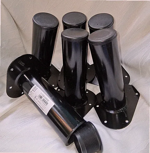 6 DIY Element-System Möbelfüße rund Ø 60mm H 200mm Stahlrohr, höhenverstellbar