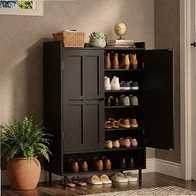 6 Ebenen Schuhschrank Schuhregal Schuhkommode Aufbewahrungsschrank Schwarz Weiß